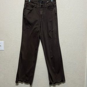 Judy Blue straight ‘raw edge’ brown jeans size 14W